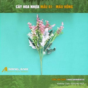 Cây hoa nhựa mẫu 01 màu hồng