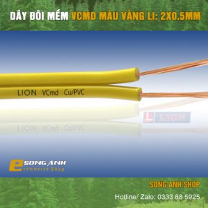 Dây đôi mềm Vcmd màu vàng Lion 2x0.5mm