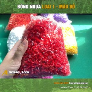 Bông nhựa mô hình màu đỏ