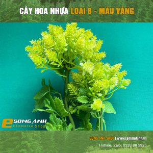 cây hoa nhựa loại 8 màu trắng