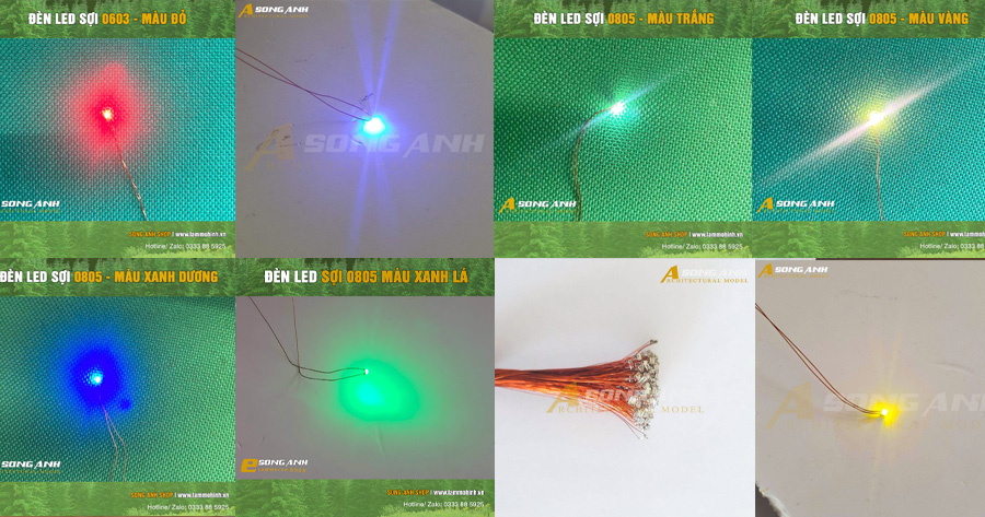 Đèn LED sợi 0603 hàn sẵn dây đồng