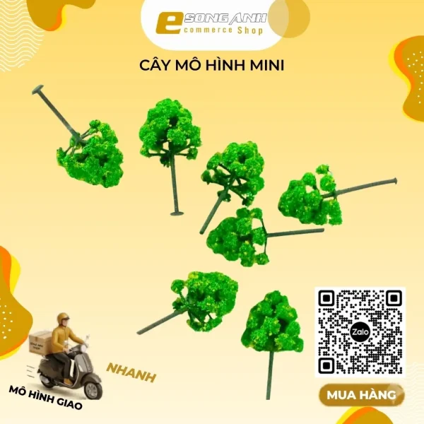 Cây mô hình mini có lá - mẫu 3 - 2cm - Xanh lá