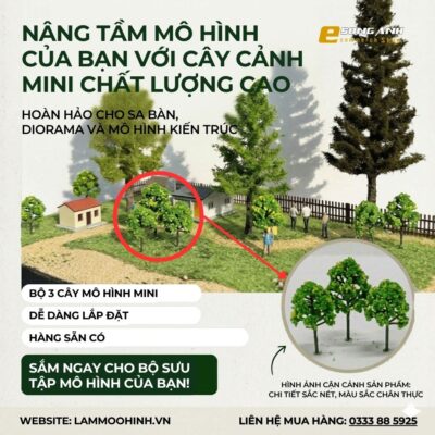 Bộ 3 cây mô hình mini nhựa cao cấp dùng cho sa bàn diorama và mô hình kiến trúc tại Song Anh Shop.