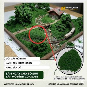 Bột rêu mô hình màu xanh rêu Deep Moss làm bụi cây và thảm thực vật cũ cho diorama.