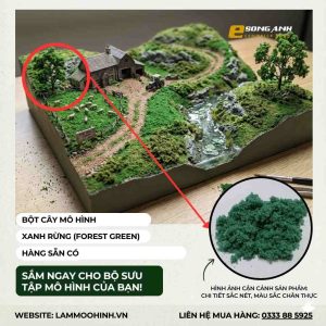 Cỏ bột mô hình màu xanh rừng Forest Green làm tán cây và rừng rậm sa bàn chuyên nghiệp.