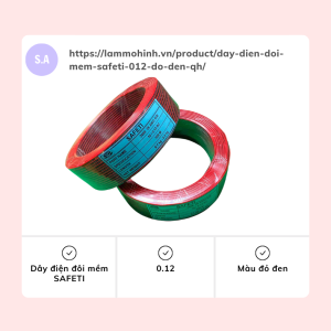 Dây điện đôi mềm SAFETI 0.12 màu đỏ đen (QH)