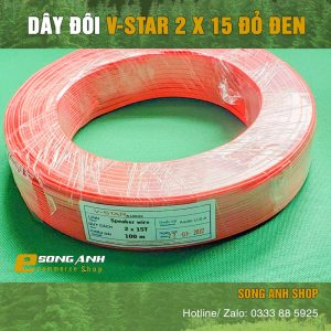 Dây điện đôi mềm V-Star 1.5 màu đỏ đen (HD)