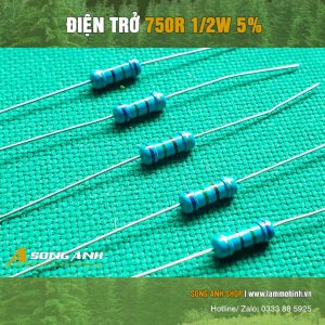 Điện trở 750R 1/2W 0,05 ( gói 10 con )