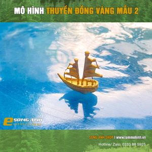 Alternative view of Thuyền buồm mô hình đồng vàng | Thuyền buồm nhiều kích thước