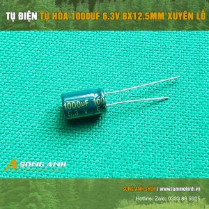 Tụ Hóa 1000uF 6.3V 8x12.5mm Xuyên Lỗ